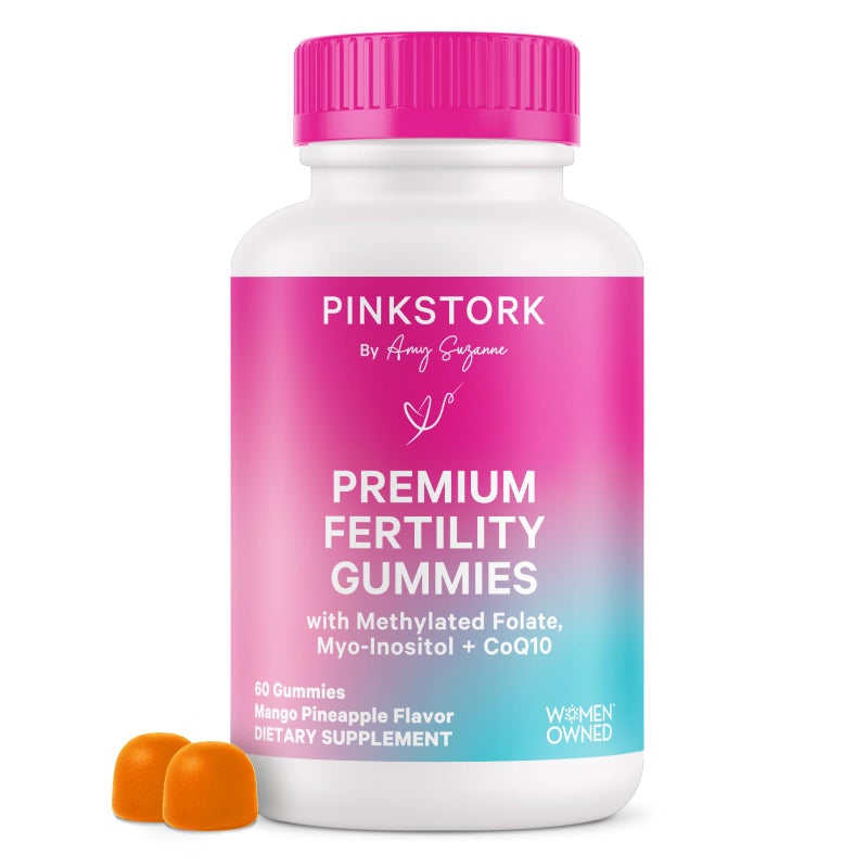 Pink Stork Premium Fertility Gummies | Fertility Supplements for Women with CoQ10, Myo-Inositol + Prenatal Vitamins | Conception Support | Hormone Balance for Women, Ovarian Care - 60 Gummies - Image 1