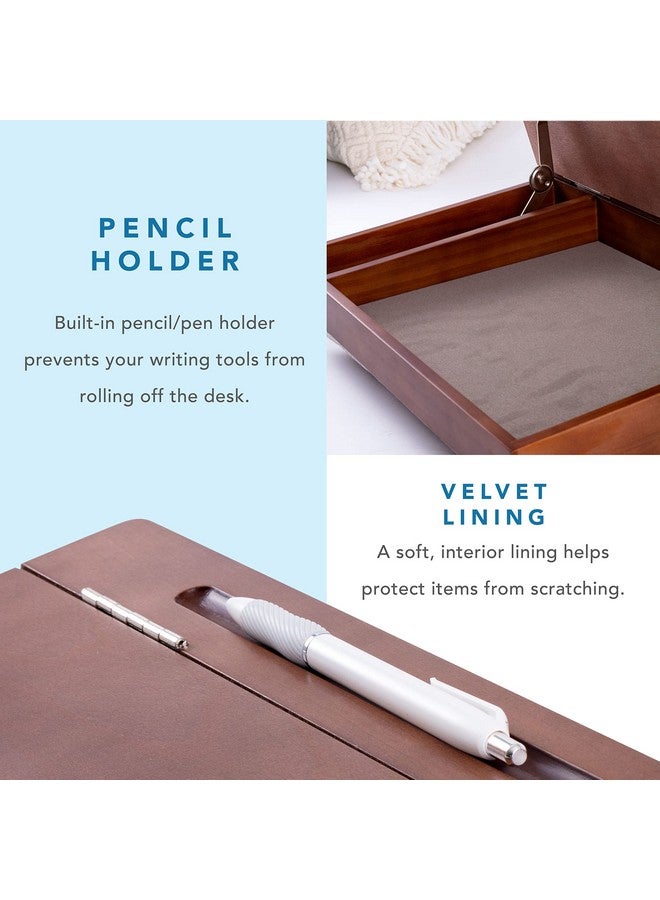 LAPGEAR Schoolhouse Lap Desk with Storage Compartments - Acacia Wood - Java - Style No. 45072 - Image 4