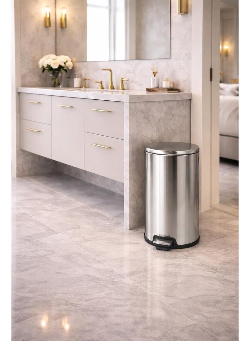 Primanova 20 Liters Heavy Duty Hands-Free Stainless Steel 404 Commercial Kitchen Step Trash Can, Anti-Rust Soft Close Lid Trashcan, 20 Liters silver - Image 4
