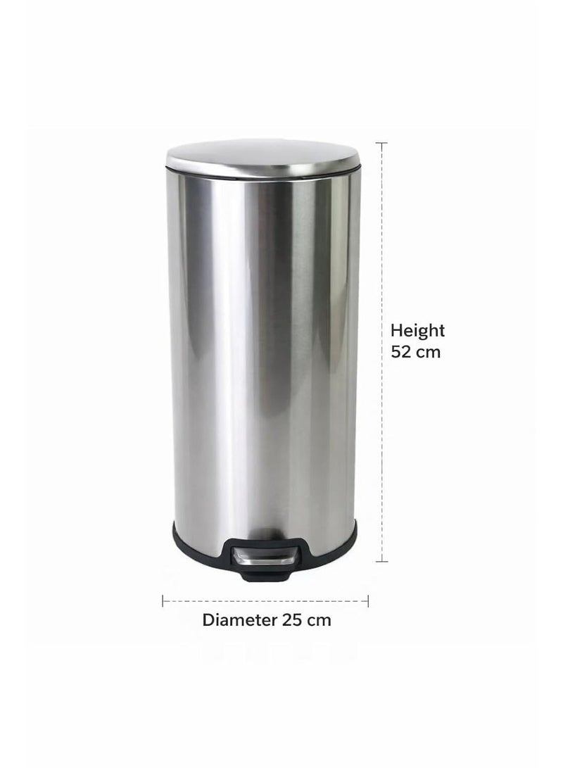 Primanova 20 Liters Heavy Duty Hands-Free Stainless Steel 404 Commercial Kitchen Step Trash Can, Anti-Rust Soft Close Lid Trashcan, 20 Liters silver - Image 3