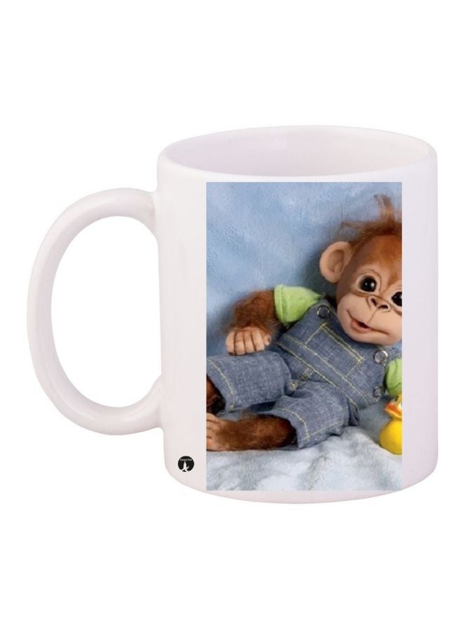 RYN Monkey Wearing Pants Coffee Mug White/Blue/Brown 11ounce