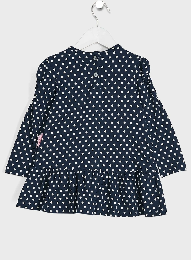 Nautinati Nautinati Navy Blue Embellished Applique Cotton A-Line Dress