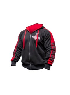 Generic 2019 New Olympia Fitness Hoodie Cotton Print Zip Sweatshirt Black with red zipper 