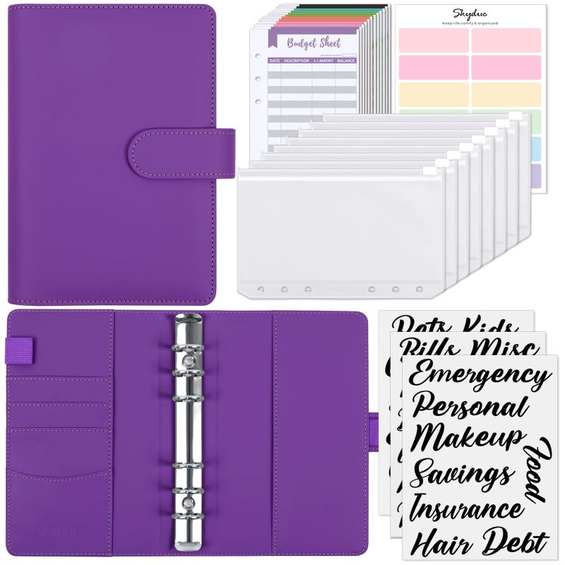 SKYDUE Budget Binder, Money Saving Binder with Zipper Envelopes, Cash Envelopes and Expense Budget Sheets for Budgeting (Violet) - Image 1