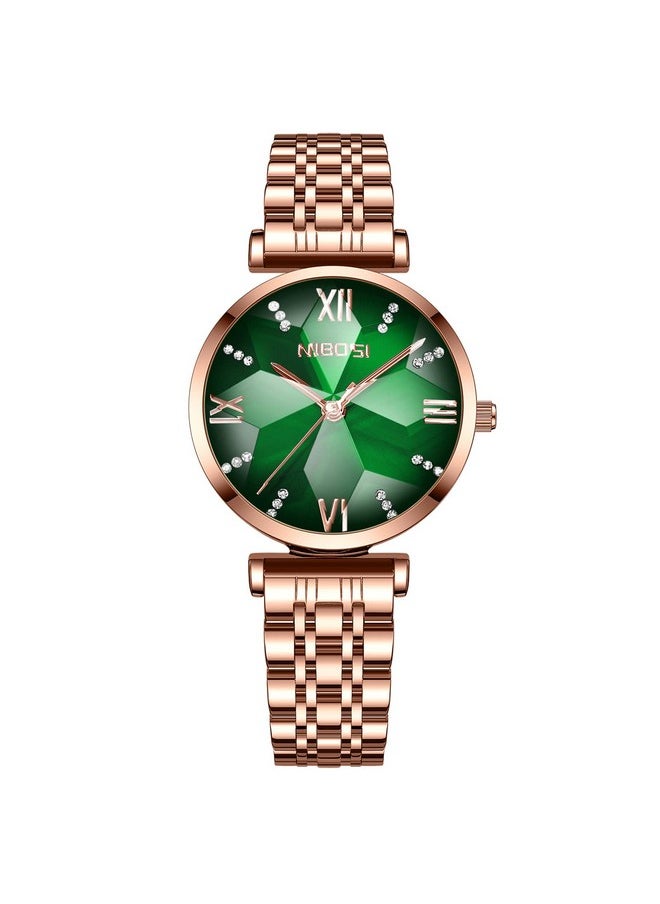 NIBOSI - NIBOSI Women Watches Analog Rose Gold Square Dial and Band Women's Stainless Steel Watch for Girls&Miss&Ladies Diamond Studded with Stylish Watches Waterproof - Image 1