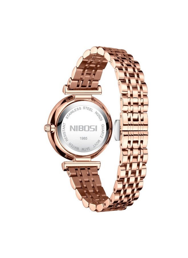 NIBOSI - NIBOSI Women Watches Analog Rose Gold Square Dial and Band Women's Stainless Steel Watch for Girls&Miss&Ladies Diamond Studded with Stylish Watches Waterproof - Image 1