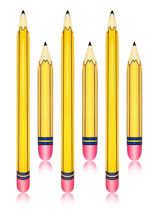 Demonwer 6 Pcs Large Inflatable Pencil Balloons Back to School Inflatable Pencil Balloon Graduation Party Decoration for Back to School Classroom Garden Room Birthday Party Decorations - Image 1