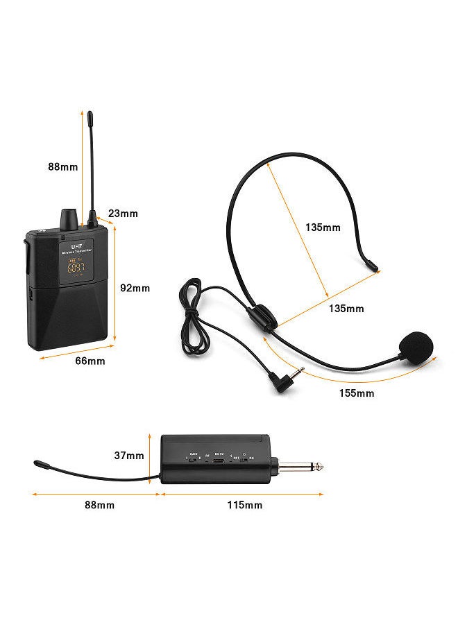 Generic - Uhf Wireless Microphone Headset With Transmitter And Receiver, Led Digital Display Bodypack Transmitter, Headset Mic For Teaching Meeting Speech Live Performance - Image 1