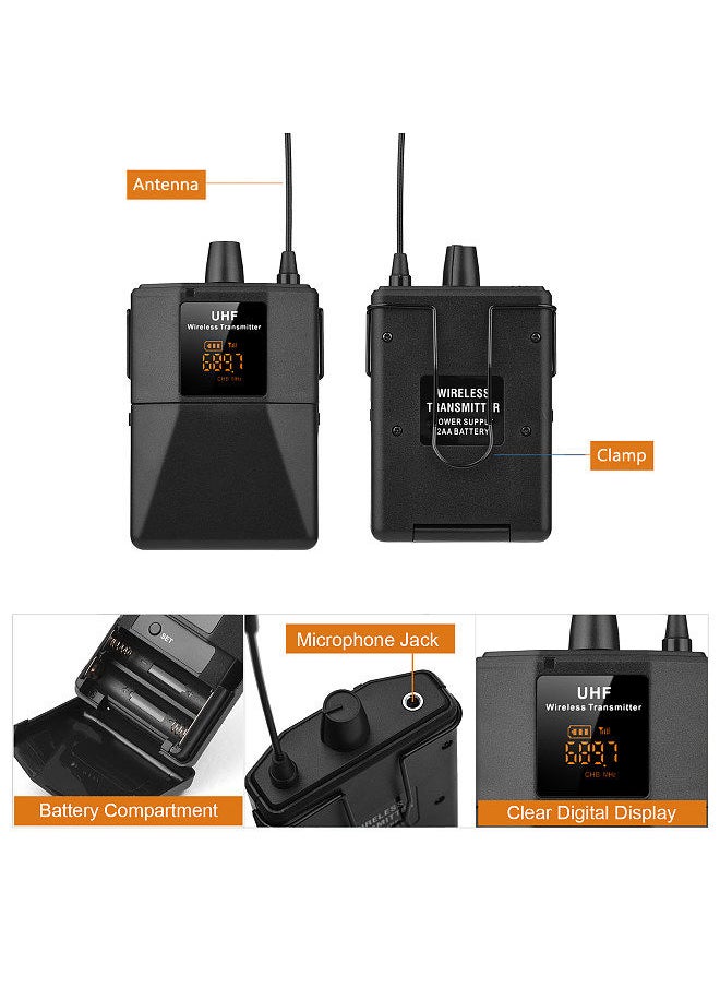 Generic - Uhf Wireless Microphone Headset With Transmitter And Receiver, Led Digital Display Bodypack Transmitter, Headset Mic For Teaching Meeting Speech Live Performance - Image 1