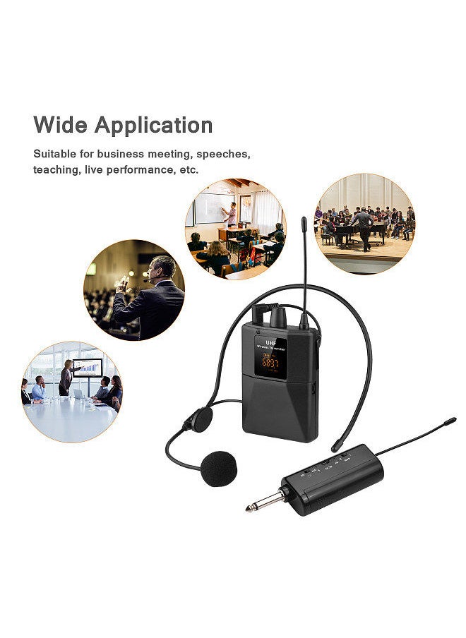 Generic - Uhf Wireless Microphone Headset With Transmitter And Receiver, Led Digital Display Bodypack Transmitter, Headset Mic For Teaching Meeting Speech Live Performance - Image 1
