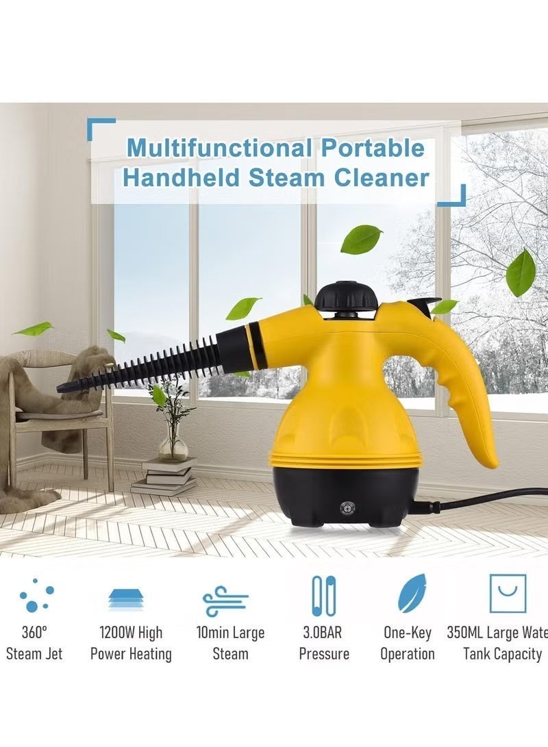 STEAM CLEANER, a 1000-watt steam cleaning device for removing stains, comes with a set of accessories for cleaning the kitchen, bathroom, and car windows, with a 6-month warranty from Raejj. - Image 3