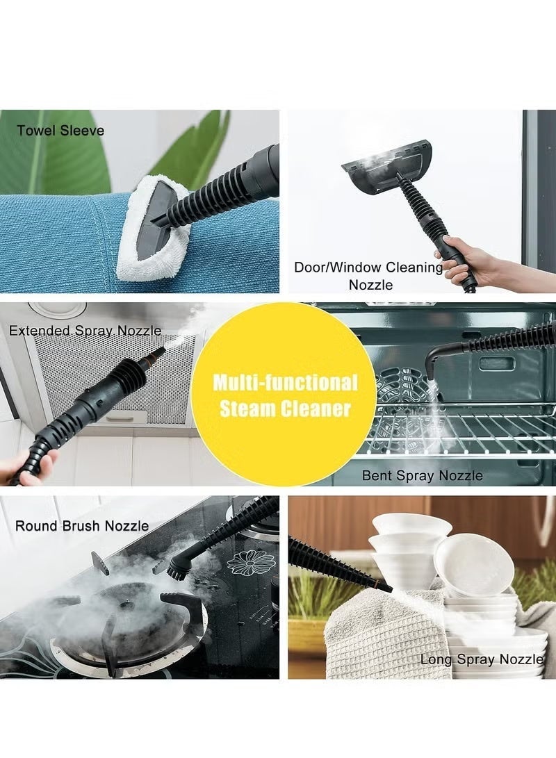 STEAM CLEANER, a 1000-watt steam cleaning device for removing stains, comes with a set of accessories for cleaning the kitchen, bathroom, and car windows, with a 6-month warranty from Raejj. - Image 5