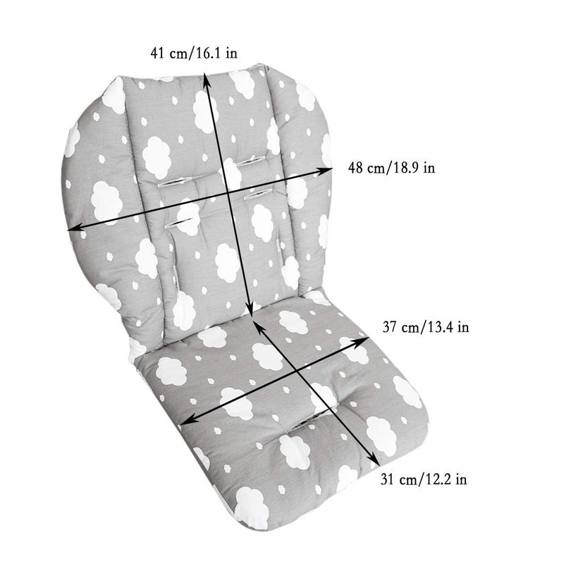 Twoworld Baby High Chair Seat Cushion Liner Mat Pad Cover Resistant and High Chair Straps (5 Point Harness) 1 Suit (Gray Clouds) - Image 5