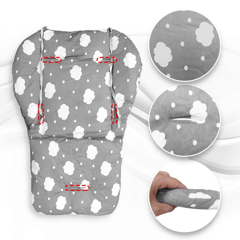 Twoworld Baby High Chair Seat Cushion Liner Mat Pad Cover Resistant and High Chair Straps (5 Point Harness) 1 Suit (Gray Clouds) - Image 4