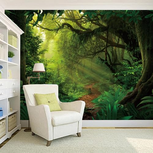 Apdidl Green Forest Backdrop Tapestry for Bedroom, Nature Tree Cave Fantasy Landscape Ceiling Wall Mural Tapestries, Misty Scenic Jungle Decor Wall Hanging for Living Room Indoor Outdoor 51" X 60" - Image 3