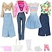 BLIJOLA 10Pcs Doll Clothes Accessories Including 4 Sets Casual Doll Clothing Skirt Long Dress Top and Pant Outfits with 4 Pair of Shoes 2 Handbags for 115 inch Girl Doll Theme Set - Image 2