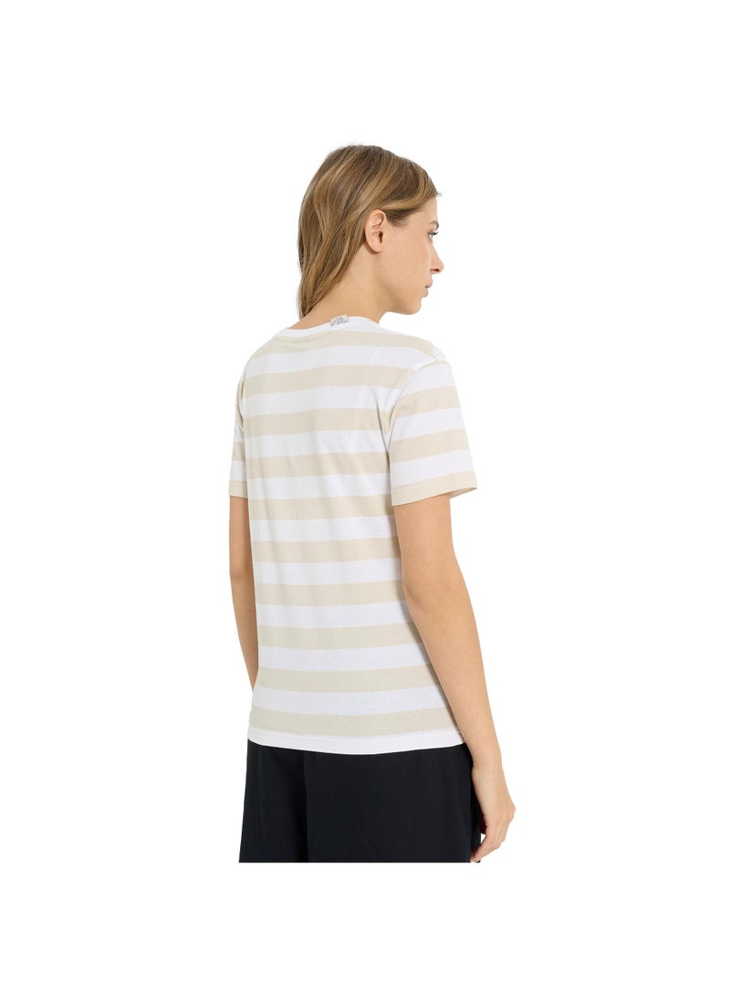Termit Women's T-shirt White/Beige, Termit, Striped Design, Comfortable Cotton Fabric, Relaxed Fit, Perfect for Active Days and Everyday Wear - Image 5