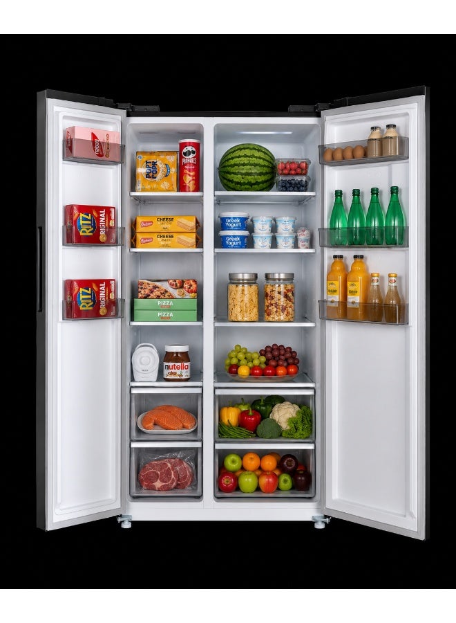 HOOVER 682 Liters Gross Capacity Side By Side Refrigerator, Dual Inverter Compressor With 10 Year Warranty, LED Display with Touch Control, Ice Twister, 1 Year Manufacturer Warranty - HSB-M682-S HSB-M682-S Grey - Image 2