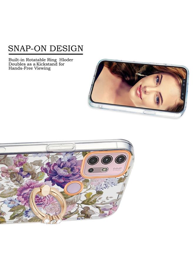اس-توب جراب لهاتف Motorola Moto G30 / G20 / G10 جراب هاتف TPU بحلقة IMD Flowers - Image 3