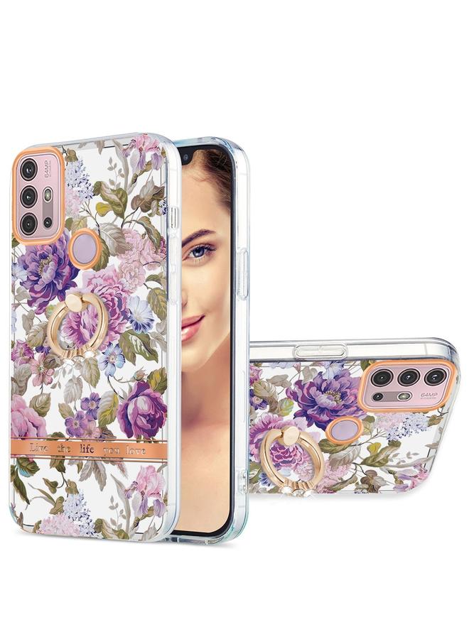 اس-توب جراب لهاتف Motorola Moto G30 / G20 / G10 جراب هاتف TPU بحلقة IMD Flowers - Image 1