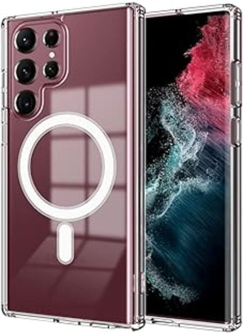 AoliAo7 Clear Magnetic Case for Samsung Galaxy S22 Ultra Compatible with Magsafe Card Wallet& Wireless Chager, Screen & Camera Protection Shockproof Galaxy S22 Ultra Case [Work with S Pen]