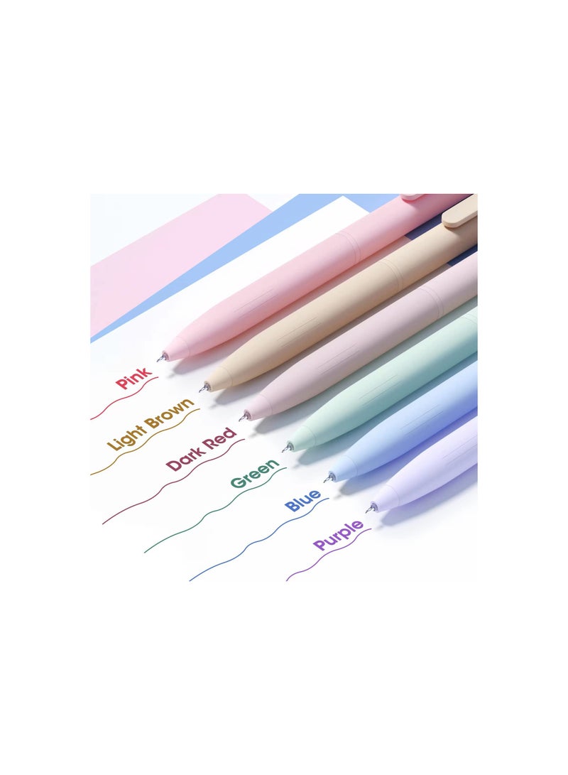 SOLARAE Colored Gel Pens, 6PCS Pastel Gel Pens Colored Ink Quick Dry & No Smear, Retractable Cute Pen Fine Point 0.5mm for Journaling, Aesthetic Gel Ink Pens Smooth Writing Stationery for School Supplies - Image 3