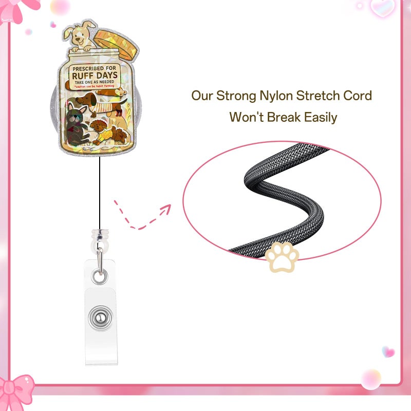 Kimoli Funny Nurse Badge Reel Cute Dog Nursing Badge Reel Retractable Positive and Inspirational Id Card Holder with Clip for Rn Healthcare Doctor Nurse Dog Lovers Gifts - Image 3