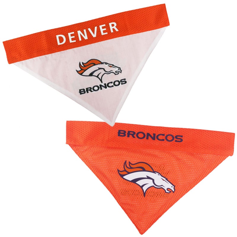 Pets First NFL DOG BANDANA - DENVER BRONCOS REVERSIBLE PET BANDANA. 2 Sided Sports Bandana with a PREMIUM Embroidery TEAM LOGO, Small/Medium. - 2 Sizes & 32 NFL Teams available - Image 1