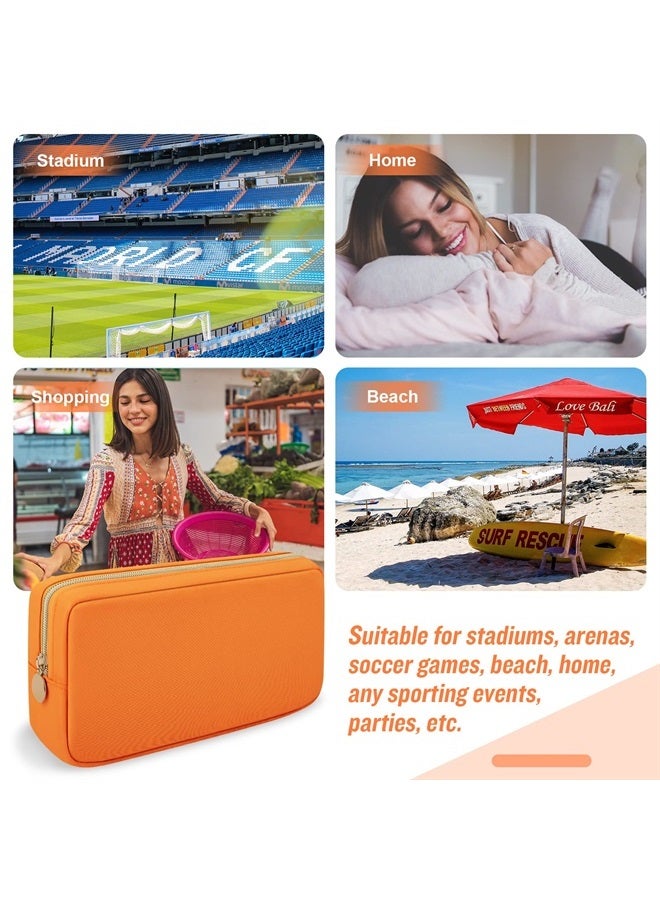 Iqimott Nylon Small Makeup Bag Cosmetic Zipper Pouch for Purse, Preppy Makeup Bag Compact Make up Pouch Toiletry Bag, Waterproof Zipper Purse Travel Coin Pouch Storage Bag for Women Girls Teens(Orange) - Image 3