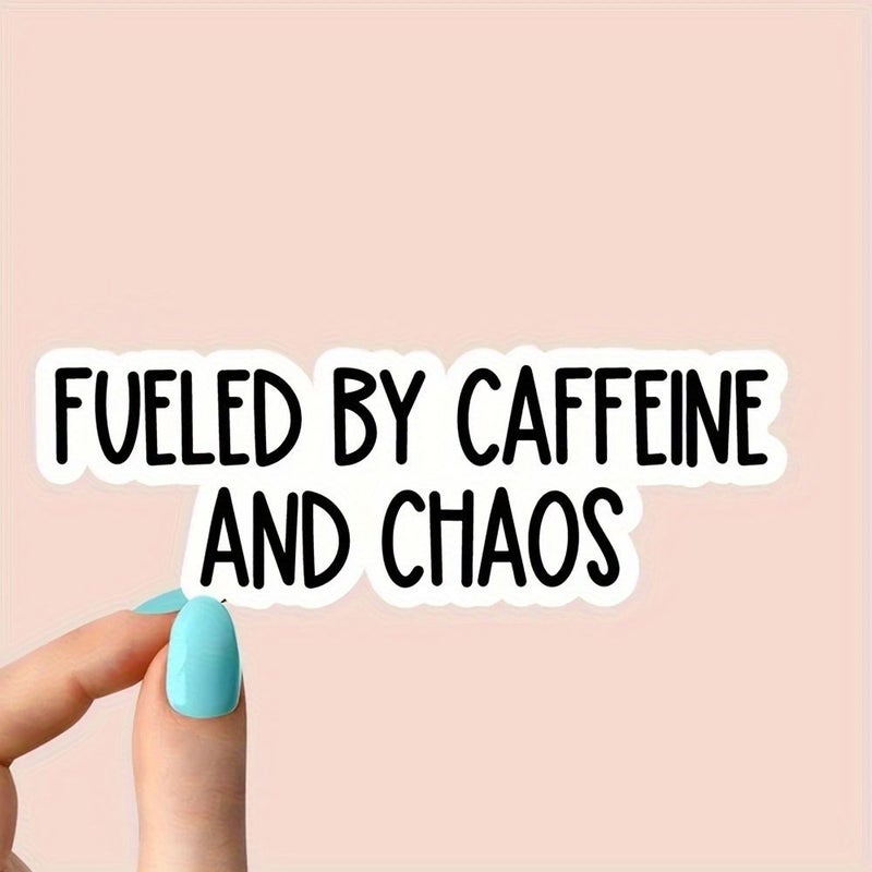 Fun Mom Laptop Sticker Medium 3pcs Caffeine and Chaos Satirical Durable PVC Office - Image 1
