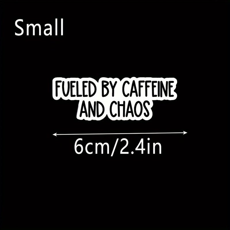 Fun Mom Laptop Sticker Medium 3pcs Caffeine and Chaos Satirical Durable PVC Office - Image 2