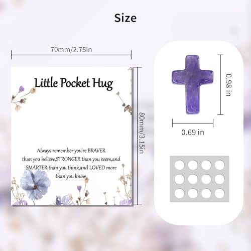 Clearain 40 Sets Bulk Little Cross Worry Stones Pocket Hug Token Gift Card for Friends Funeral Favors Encouragement Gifts for Women Adults Party Favors - Image 3