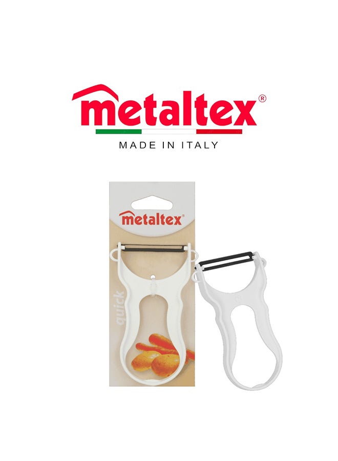 Metaltex مقشرة الخضار السريعة من ميتالتكس، شفرة من الفولاذ المقاوم للصدأ المعالج مع مقبض مريح، أداة تقشير الفواكه والخضروات المتينة لتحضير الطعام بسرعة - Image 1