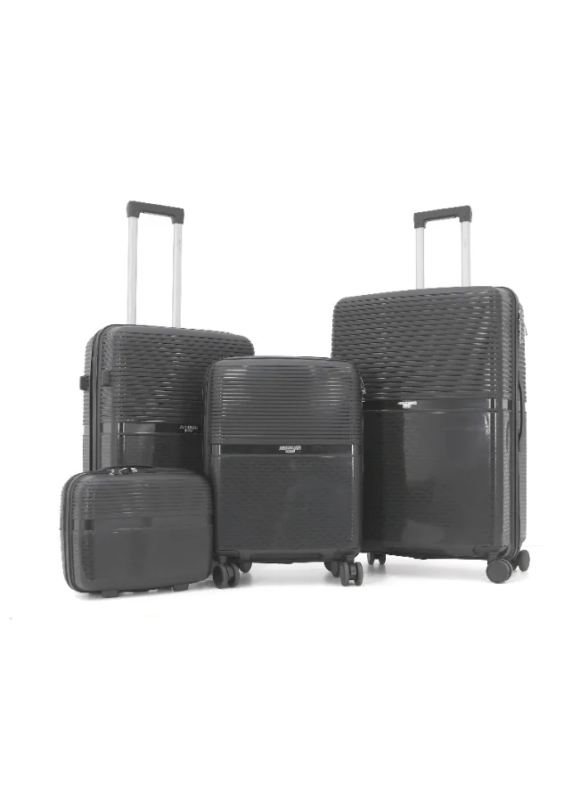 امريكان فلاير AMERICAN FLYER 4 Piece Luggage Set, Lightweight PP Hardside Suitcase Set with TSA Lock, 8 Spinner Wheels, 28 Inch, 24 Inch, 20 Inch & Beauty Case