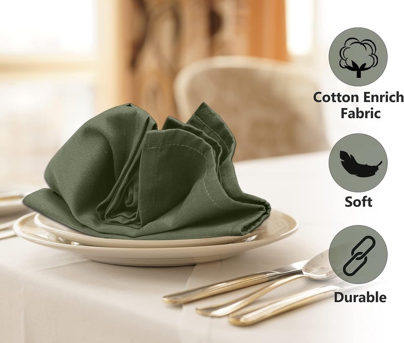 Ruvanti Cloth Napkins Set of 4 18x18 Inches Napkins Cloth Washable Soft Durable Absorbent Cotton Blend Table Dinner Napkins Cloth for Hotel Lunch Restaurant Wedding Parties  Martini Olive - Image 2