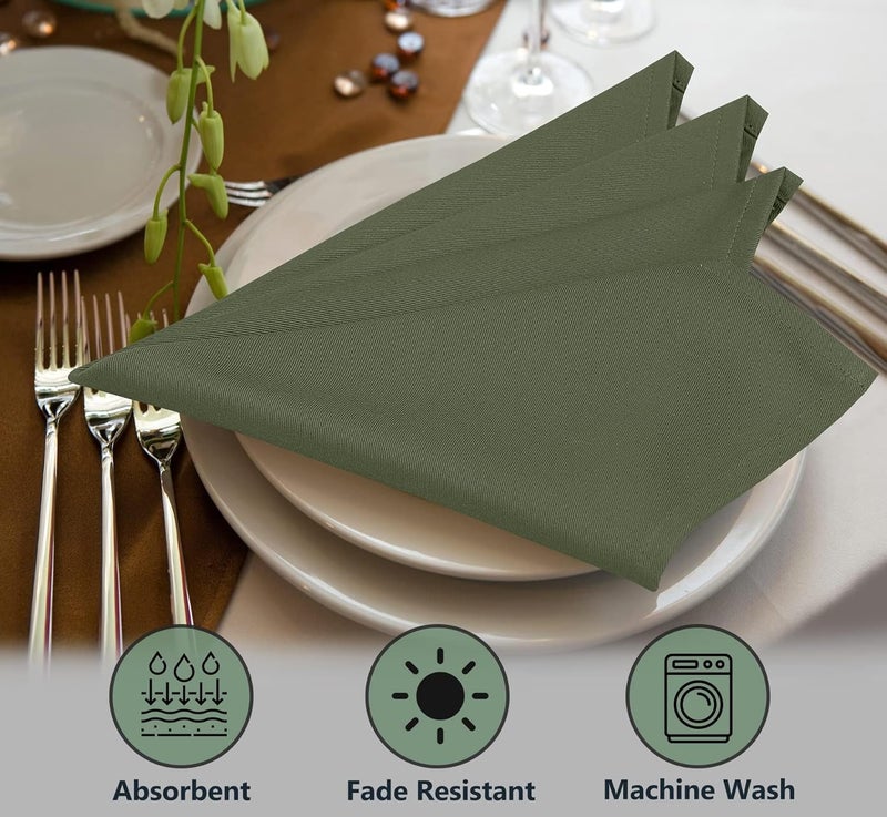 Ruvanti Cloth Napkins Set of 4 18x18 Inches Napkins Cloth Washable Soft Durable Absorbent Cotton Blend Table Dinner Napkins Cloth for Hotel Lunch Restaurant Wedding Parties  Martini Olive - Image 5