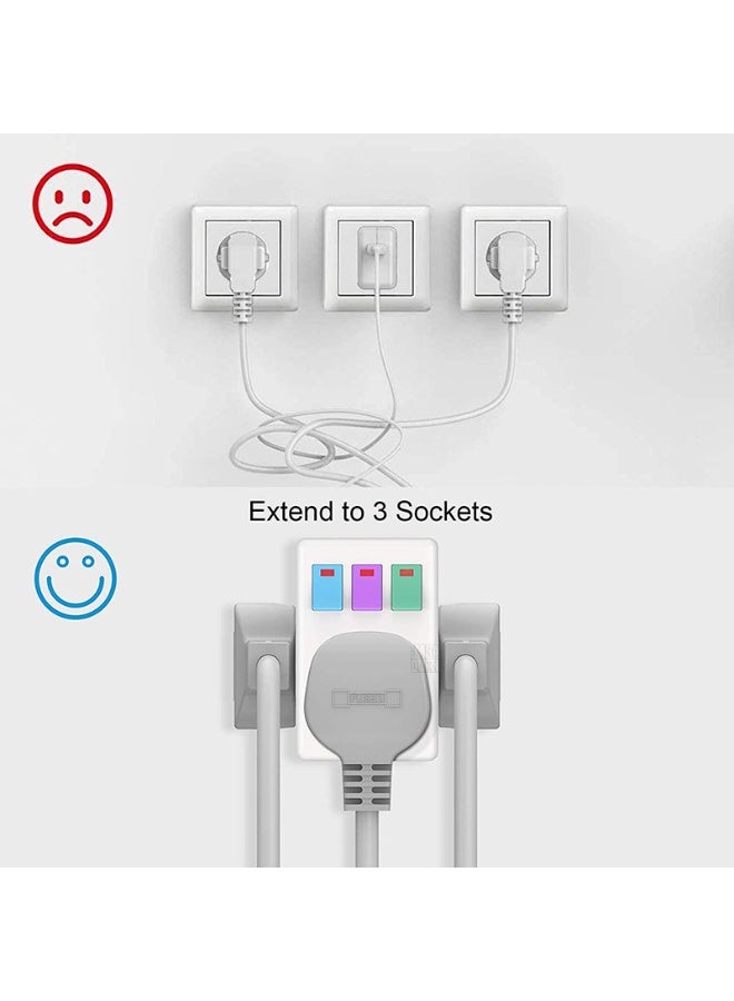 SUNSAR 3 Way Plug Adaptor, Multi Plug Extension Socket Adapter with Switches, 13A UK 3 Pin Switched Socket Extensions Triple Wall Sockets Adapter Plugs, Power Extender for Home Office - Image 4