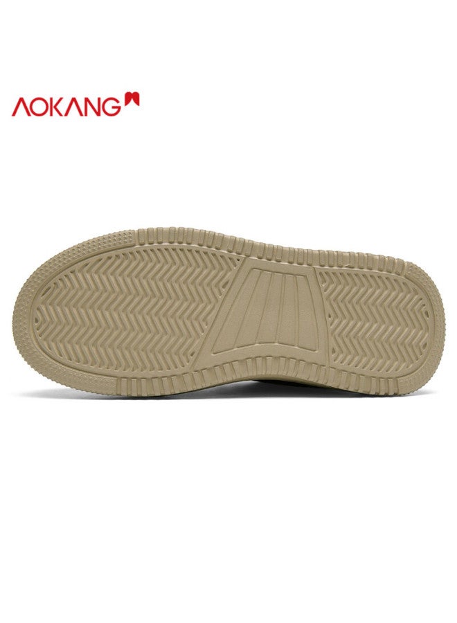 Aokang Men's Casual Mid-top Sneakers Autumn Winter Fashion Versatile Fleece-lined Cotton Shoes Wild Green Size 40 - Image 3