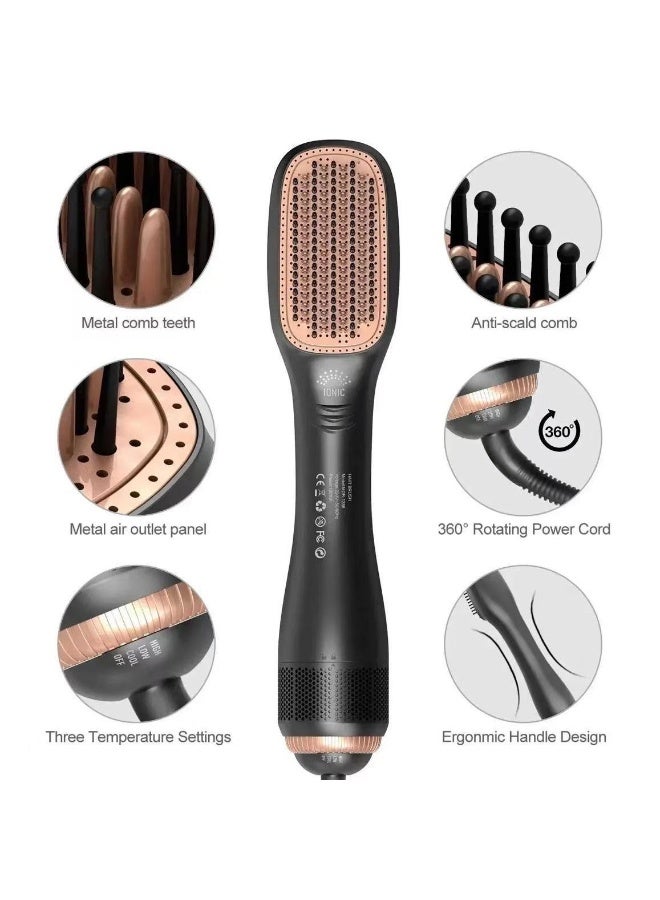 1200 Watt Hair Dryer Brush Ceramic Dryer And Styler 2 In 1 Professional Black 1200W - Image 2