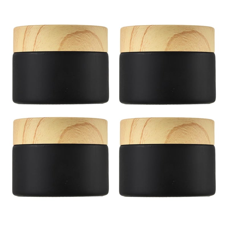 Frosted Glass Cosmetic Cream Jars Set Of 4 Travel Size Refillable With Lids - Image 2