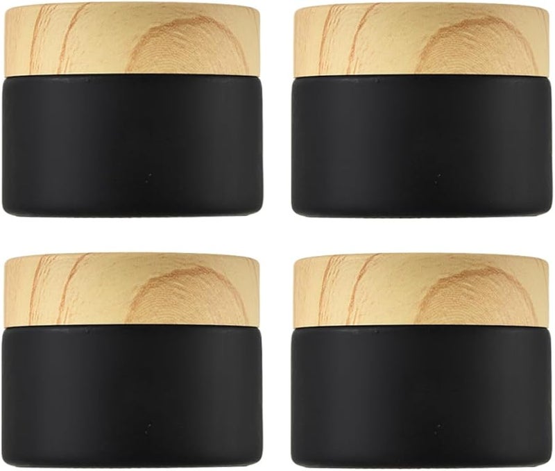 Frosted Glass Cosmetic Cream Jars Set Of 4 Travel Size Refillable With Lids - Image 1