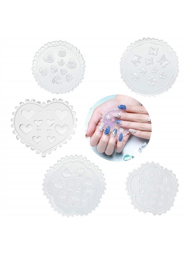 Konsait 5 Pack 3D Nail Art Mold Silicone assorted Nail Art Cabochon Decortive Mold Nail Art Making Tools Silicone Carved Mold Template Mould Kit - Image 1