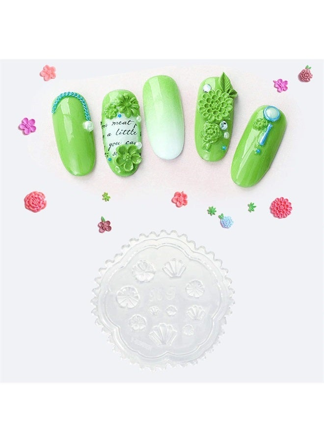 Konsait 5 Pack 3D Nail Art Mold Silicone assorted Nail Art Cabochon Decortive Mold Nail Art Making Tools Silicone Carved Mold Template Mould Kit - Image 4