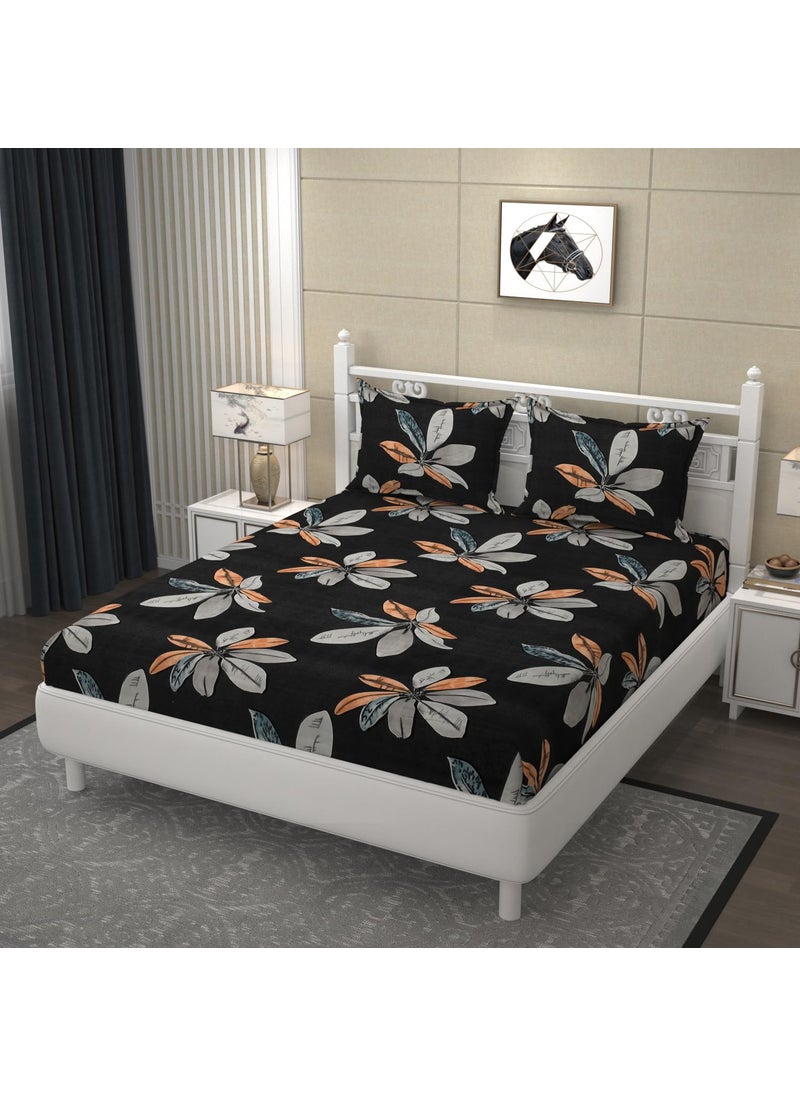 THE FURNISHING WAREHOUSE THE FURNISHING WAREHOUSE Delta Collection 148 TC Breathable Supersoft Fabric 1 Flat Double Bedsheet with 2 pcs Pillow Covers Dark Grey 