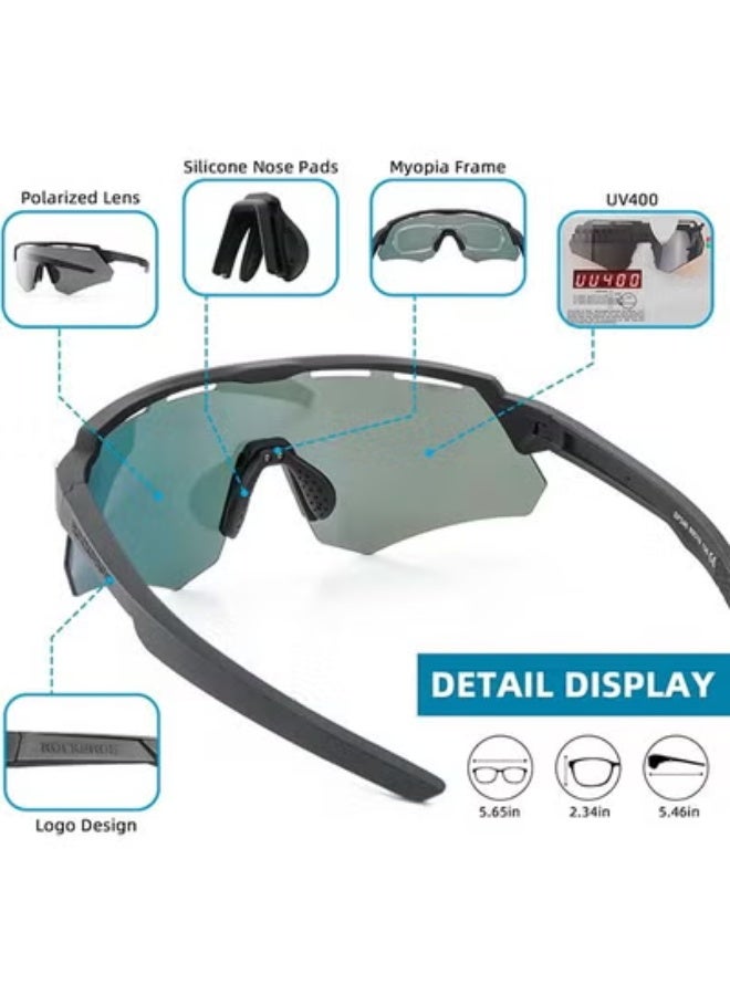روكبروز نظارات ROCKBROS المستقطبة لركوب الدراجات مع 4 عدسات قابلة للتبديل، نظارات شمسية للبيسبول للرجال والنساء، نظارات شمسية رياضية UV400 - Image 3