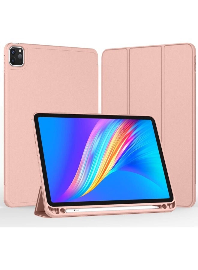 إلترازون Stylish Rose Gold Trifold Case for iPad Pro 11 Inch (2022/2021) – Includes Pencil Holder, Soft TPU Back, and Auto Wake/Sleep Capability - Image 2