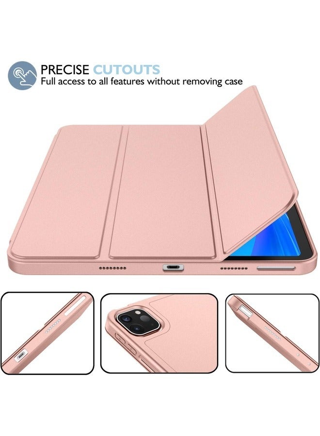 إلترازون Stylish Rose Gold Trifold Case for iPad Pro 11 Inch (2022/2021) – Includes Pencil Holder, Soft TPU Back, and Auto Wake/Sleep Capability - Image 4