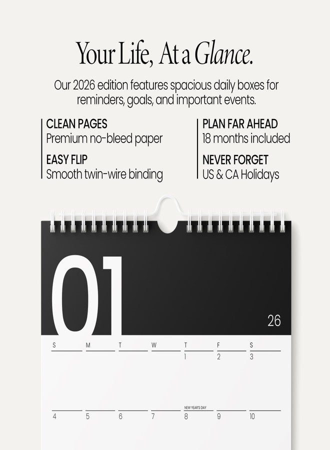 Karto Wall Calendar 2026 - Vertical 11x17 inch January 2026 to June 2027 - Boost Your Productivity and Easy Planning with the Aesthetic Monthly Calendar - Modern Black - Image 2