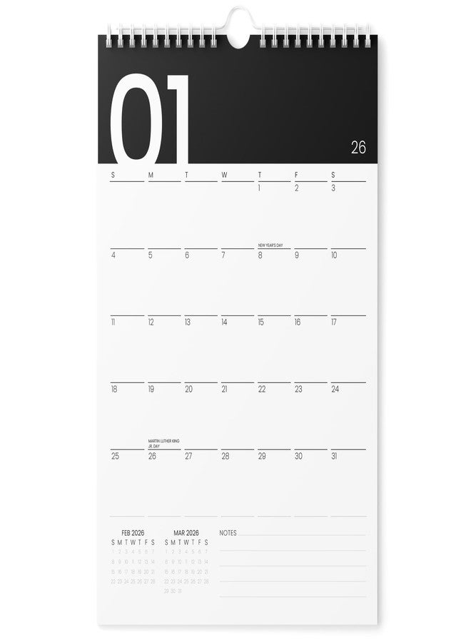 Karto Wall Calendar 2026 - Vertical 11x17 inch January 2026 to June 2027 - Boost Your Productivity and Easy Planning with the Aesthetic Monthly Calendar - Modern Black - Image 1