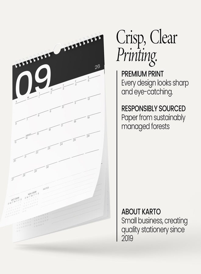 Karto Wall Calendar 2026 - Vertical 11x17 inch January 2026 to June 2027 - Boost Your Productivity and Easy Planning with the Aesthetic Monthly Calendar - Modern Black - Image 3